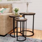 طقم ترابيزات 3 قطع بإطار ستيل وسطح MDF موديل ST.101