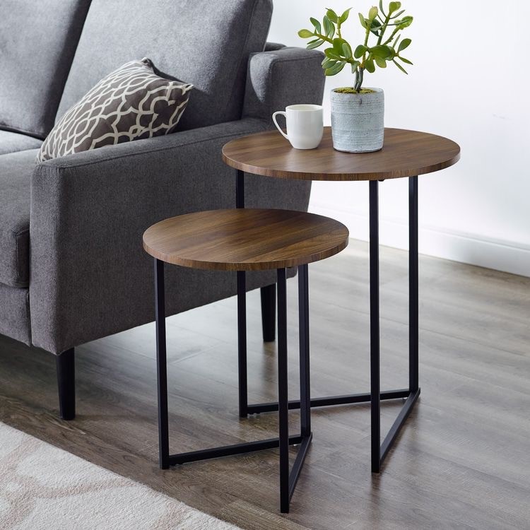 Set of 2 Side Tables MDF & Steel ST.57