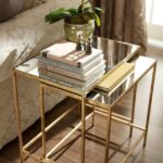 Set of 2 Side Tables Carrara Steel & Glass ST.72
