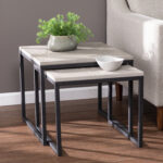 Set of 2 Side Tables Steel & Carrara Marble ST.80