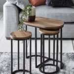 طقم ترابيزات 3 قطع بإطار ستيل وسطح MDF ST.87