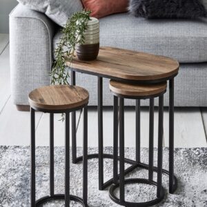 طقم ترابيزات 3 قطع بإطار ستيل وسطح MDF ST.87