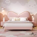 Modern Bed Bowknot Upholstered With Beech Wood Core, Storage Base