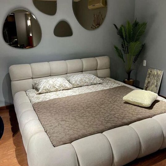 Upholstered Bed Bubbles Style - 160×195 cm Mattress Size