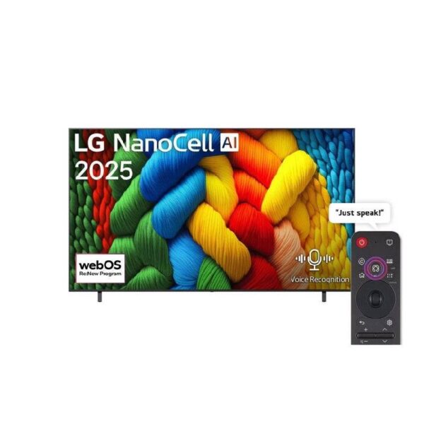 تلفزيون ال جى 55 بوصه سمارت NanoCell AI بدقة 4K UHD بريسيفر داخلي 55NANO80A6A
