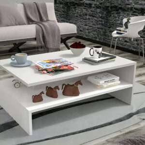 Coffee Table 90 Cm Wide With Shelf White ANT1032