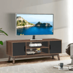 TV Unit 120 Cm 2 Cabinets with 1 Shelf HPL Coated Wooden Black ×Brown ant1058