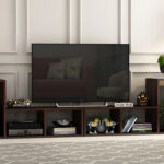 TV Unit Dark Brown Wood Finish Width 200 cm ant1079
