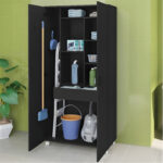 Storage Unit 80 Cm Door with 1 Drawer 4 Shelves Black ANT1051
