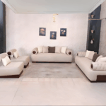 Casa Sofa Set with Red Beech Wood and Imported Fabric