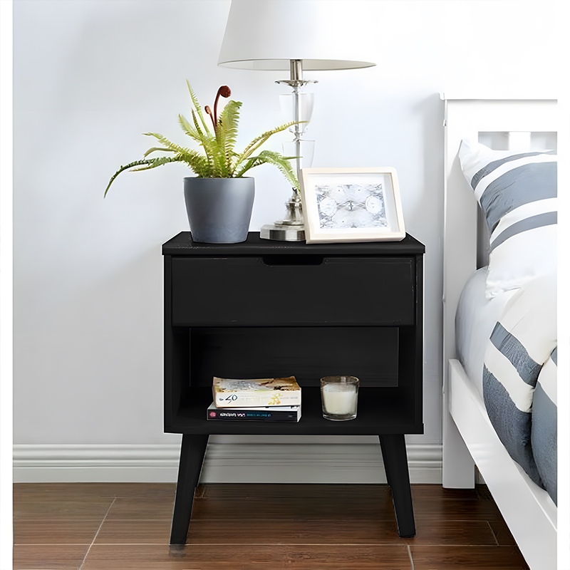 Commode 1 Drawer 50 cm Width HPL Coated Black ant1063