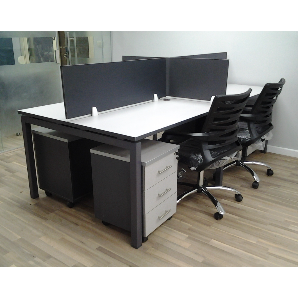 Workstation for 4 Persons MDF White 240 cm Width Imported Coated with HPL ant.0079