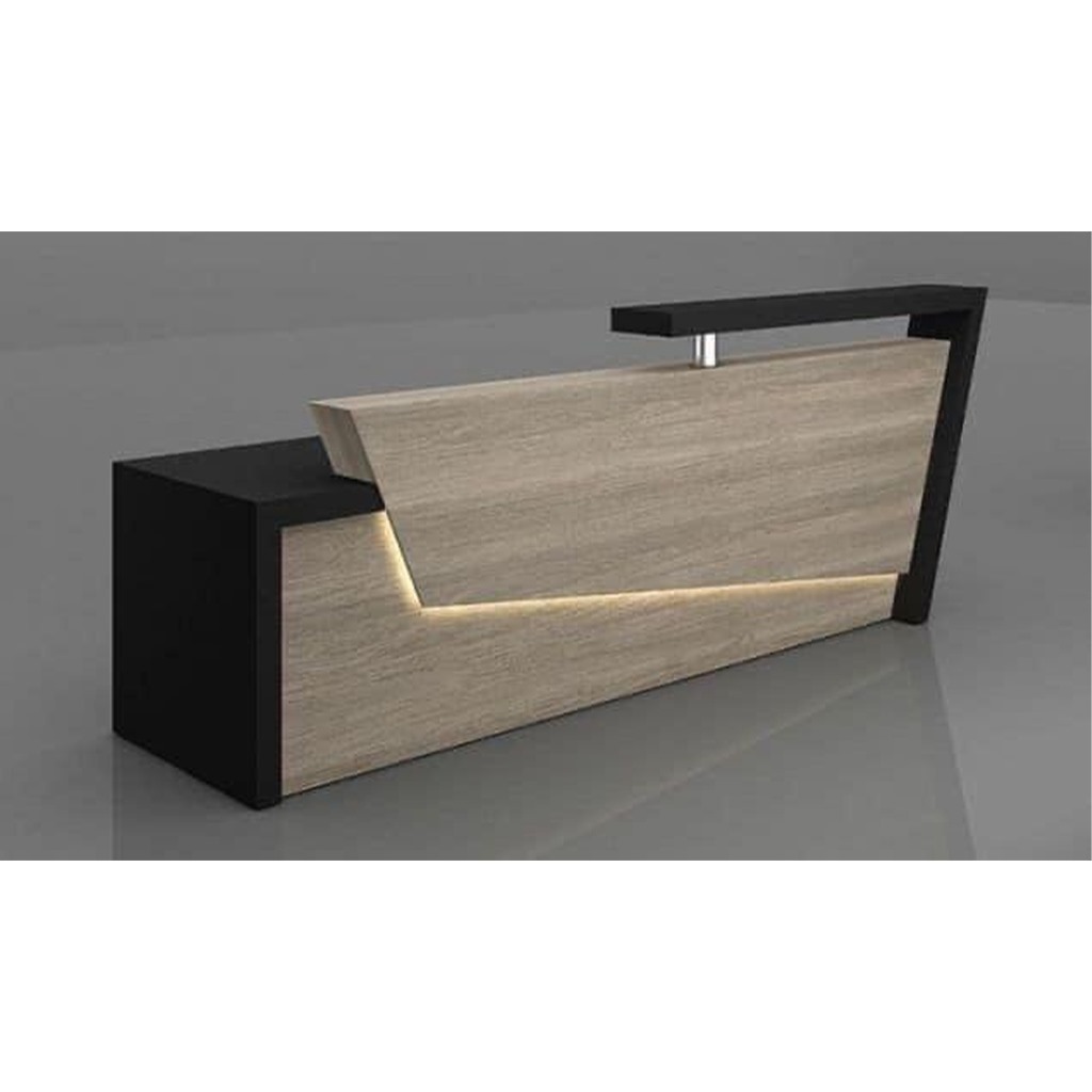 MDF Counter 200 cm with HPL Coating Black & Wooden ANT.0083