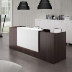 كاونتر  MDF عرض 200 سم مستورد مغطى بطبقة HPL بني غامق وأبيض ant.0105