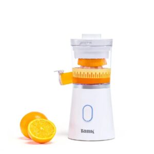 عصارة تانك سوبر باور 30 وات أبيض لعصر الحمضيات موديل JC-3005CB بتقنية BlendiPower ومحرك نحاسي قوي، تصميم عملي سهل التنظيف مع فوهة مانعة للتسريب وقاعدة ثابتة لعصير طازج يوميًا.