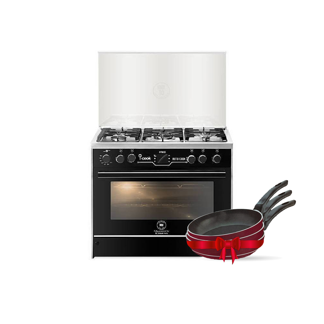 Unionaire Cooker 90 cm iCook Auto Cook Cast Iron Hybrid Air Fryer Full Safety C69SS-GC-511-ICPSF-IS-1CH-2W-AL