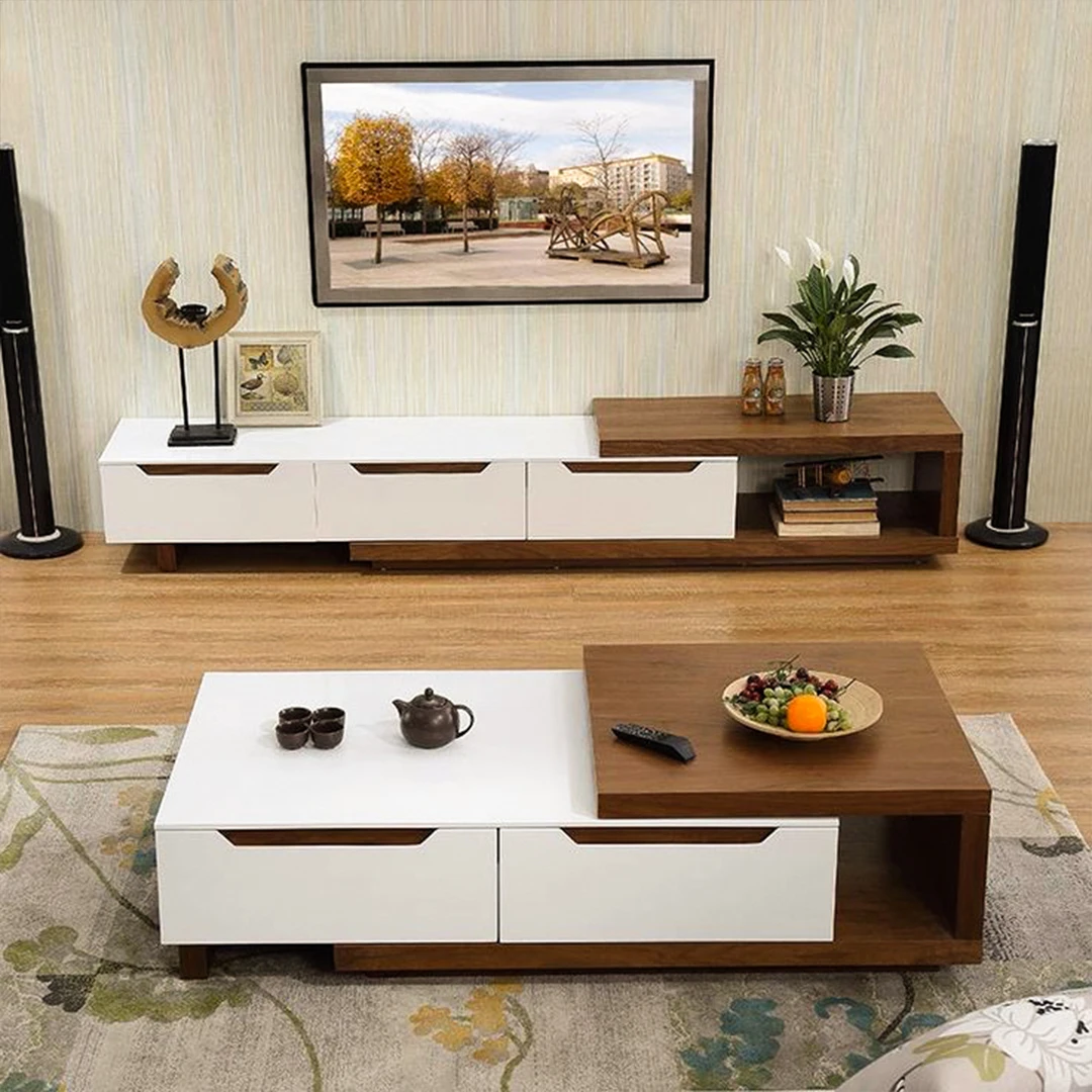 Mag Super TV Unit Dark Wooden & White Width 200 cm Height 40 cm Depth 30 cm