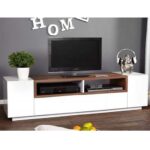 TV Unit 3 Doors HPL Coated 180 cm Width White and Brown ant1071