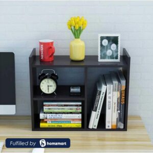 مكتبة بتصميم عصري مزودة بوحدة تخزين مفتوحة باللون الأسود عرض 60 سم