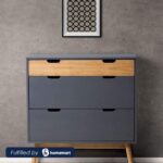 وحدة أدراج 3 أدراج 80 سم تصميم مودرن رمادي و خشبي