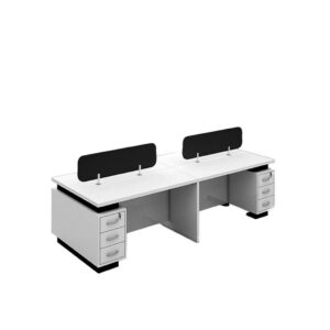 ورك ستيشن لأربع أشخاص بتصميم عصري من خشب MDF باللونين الأبيض والأسود، بعرض 240 سم، مطلية بطبقة متينة ومستوردة بجودة عالية ANT.0096.