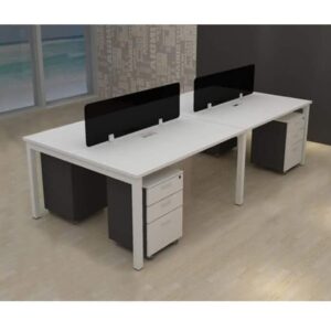 ورك ستيشن لأربع أشخاص مصنوع من خشب MDF باللون الأبيض، بعرض 240 سم، مستورد ومغطى بطبقة HPL عالية الجودة ANT.0091