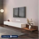 TV Unit 200 Cm Wide 3 Drawers White × Brown ANT1150
