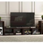 TV Unit Dark Brown Wood Finish Width 200 cm ant1079