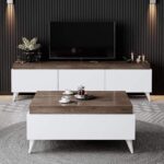 Living Room Set With TV Unit 160 cm And Coffee Table  MDF Beech Wood HPL Coating ANT1075