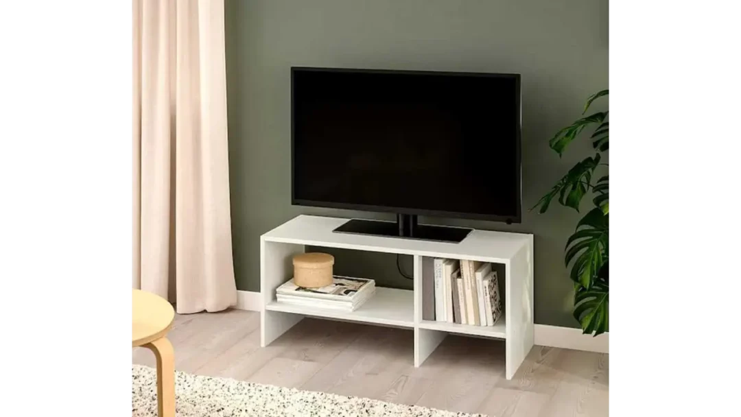 وحدة تلفزيون مودرن باللون الأبيض بطول 90 سم بتصميم مدمج من خشب MDF ant1082