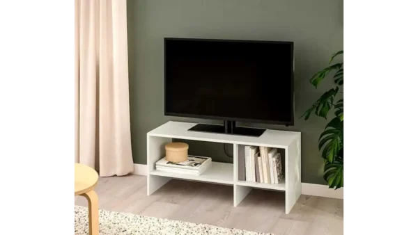 وحدة تلفزيون مودرن باللون الأبيض بطول 90 سم بتصميم مدمج من خشب MDF ‏ant1082