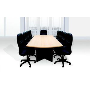 ترابيزة اجتماعات من خشب MDF بتشطيب أسود وخشبي بعرض 200 سم ومغطاة بطبقة HPL ANT.0092