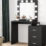 Dressing Table with 3 Drawers - Black Finish -120 cm ant1096
