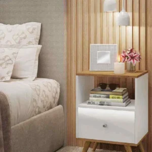 كومود 40 سم بدرج واحد مصنوع من خشب MDF وخشب الزان بطبقة HPL ant1100