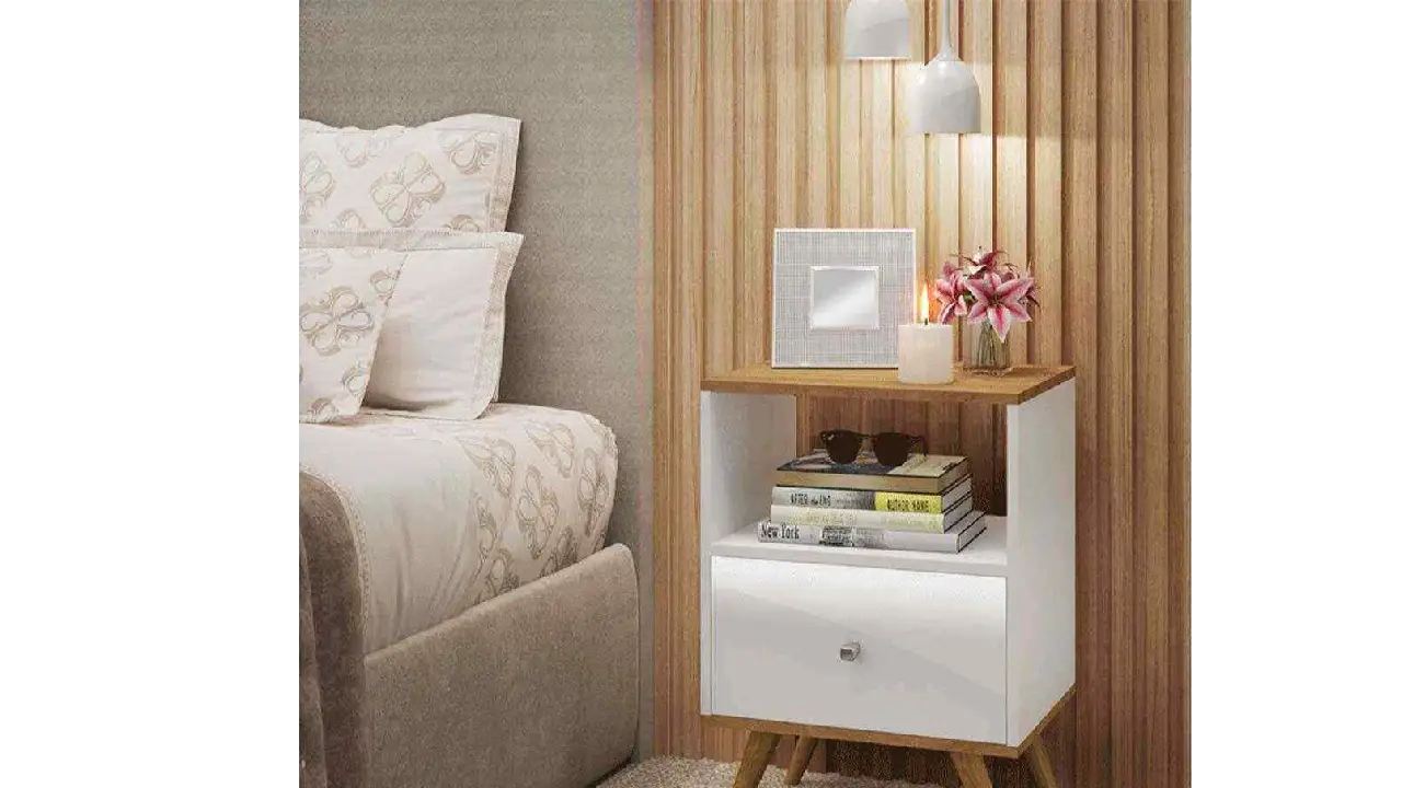كومود 40 سم بدرج واحد مصنوع من خشب MDF وخشب الزان بطبقة HPL ant1100