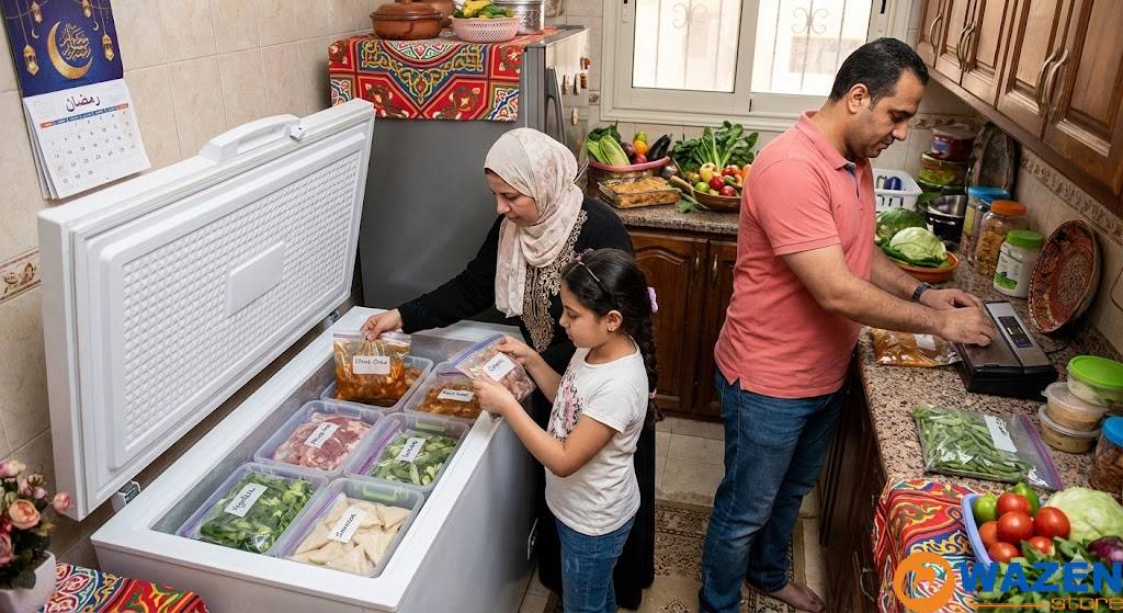 ديب فريزر أفقي كبير مناسب لتخزين أكل رمضان في البيت المصري
