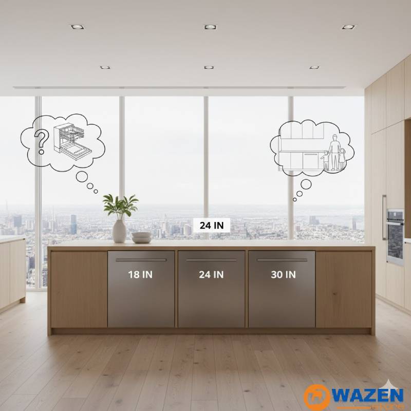 مقاسات غسالة الاطباق بالمقاسات بالأرقام مع شرح العرض والعمق وارتفاع غسالة الاطباق لاختيار المقاس المناسب للمطبخ المصري